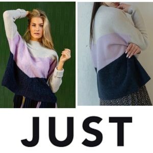 Just Female Wool Alpaca Striped Sweater Business Career Versatile Contemporary